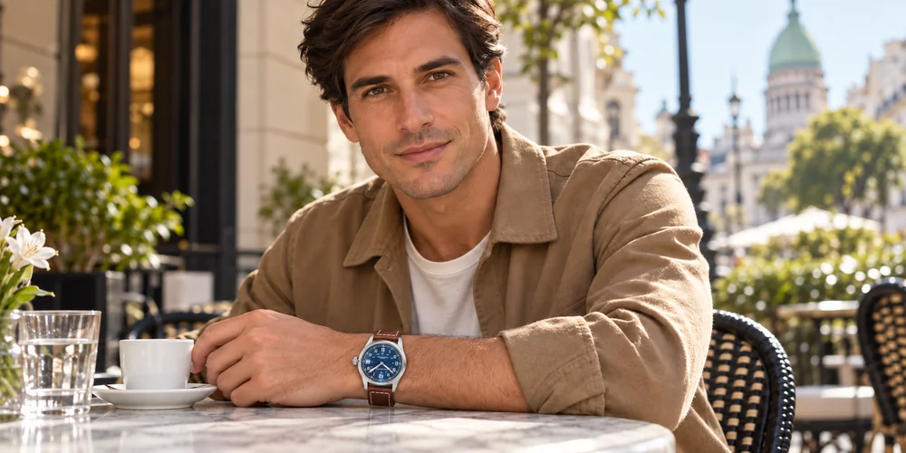 Hamilton Khaki Field Auto H70455540 reloj automático | UNITIME Argentina Reloj Hamilton H70455540 en la muñeca de un hombre, tienda online UNITIME Argentina