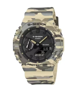 Reloj CASIO G-SHOCK color beige con patrón camuflado gris y verde