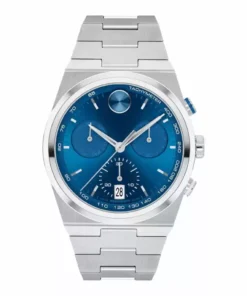 MOVADO BOLD Quest Chronograph 3601199 en muñeca con esfera azul y caja de acero
