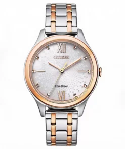 Reloj mujer Citizen Eco-Drive EM0506-77A bicolor con esfera clara texturada en Unitime Argentina