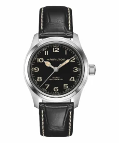 Reloj Hamilton Khaki Field Murph Automático 38mm H70405730 con esfera negra, caja de acero inoxidable y correa de cuero negro disponible en UNITIME Argentina.