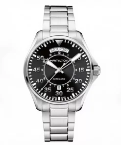 Reloj Hamilton Khaki Aviation Pilot Day Date Auto H64615135 automático de 42 mm con esfera negra y 80 horas de autonomía