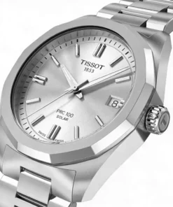Reloj TISSOT PRC 100 Solar T151.422.11.031.00 con caja angular de acero, WR100M y tecnología solar. Disponible en Unitime Argentina