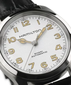 Reloj Hamilton Khaki Field Murph H70405710 de 38 mm con esfera blanca y correa de cuero negra