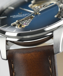 Reloj Hamilton Jazzmaster Open Heart H32675540 de 40 mm con esfera azul y correa de cuero marrón