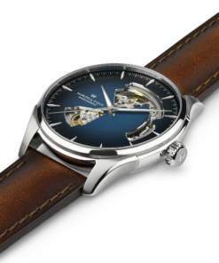 Reloj Hamilton Jazzmaster Open Heart H32675540 de 40 mm con esfera azul y correa de cuero marrón