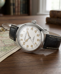 Reloj Hamilton Khaki Field Murph H70405710 de 38 mm con esfera blanca y correa de cuero negra