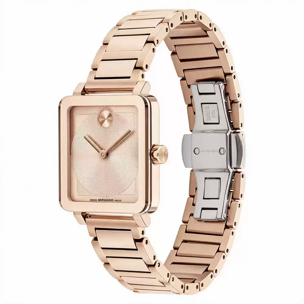 MOVADO BOLD Evolution 2.0 3601163 con caja cuadrada y malla de acero en tono oro rosa