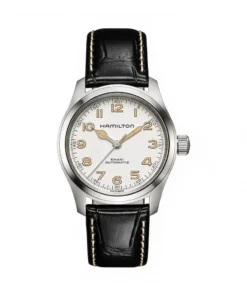 Reloj Hamilton Khaki Field Murph H70405710 de 38 mm con esfera blanca y correa de cuero negra