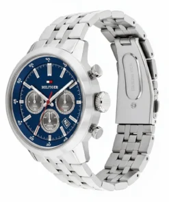 Reloj Tommy Hilfiger Kent Dual Time 1710753 de 43 mm con esfera azul y malla de acero