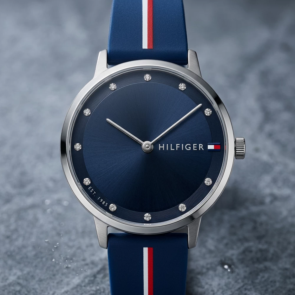 Reloj Tommy Hilfiger Pippa 1782736 para mujer de 35 mm con esfera azul y correa de silicona azul