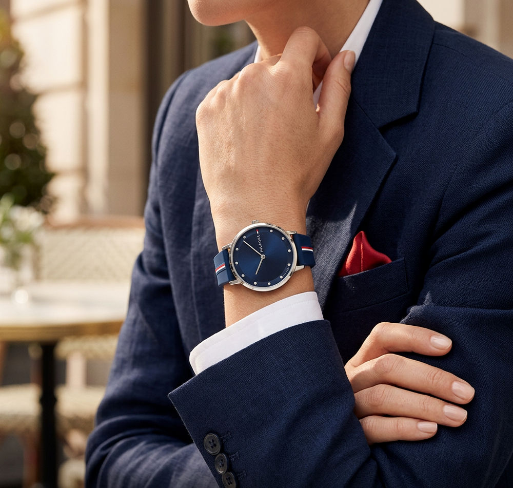 Reloj Tommy Hilfiger Pippa 1782736 para mujer de 35 mm con esfera azul y correa de silicona azul