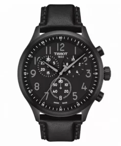 Reloj Tissot Chrono XL Vintage T116.617.36.052.00 con caja negra, esfera negra y correa de cuero