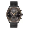 Vista frontal del Tissot PR 100 T101.417.23.061.00 con esfera negra, cronógrafo y fechador.