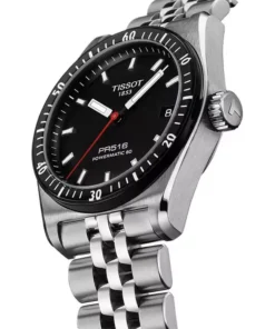 Esfera negra del Tissot PR516 38 mm con segundero rojo y escala deportiva