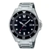 CASIO Duro MDV-107D-1A1 esfera negra y malla de acero, vista frontal