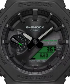 Esfera del CASIO G-SHOCK GA-B2100BEG-1A con pantalla digital verde