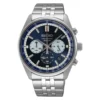 Reloj Seiko cronógrafo SSB427, esfera azul y malla de acero