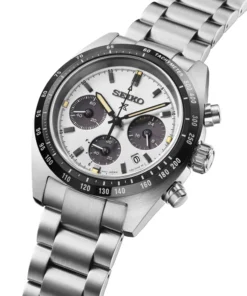 Reloj Seiko Prospex Speedtimer SSC961 cronógrafo solar, esfera blanca y bisel negro (vista 2)