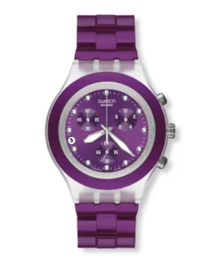 Swatch Irony Full-Blooded Blueberry SVCK4048AG con la malla violeta completa