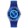 Swatch Skin Jammy Grape Dream SS08I100 de frente: caja azul lavanda traslúcida, esfera azul con aro celeste