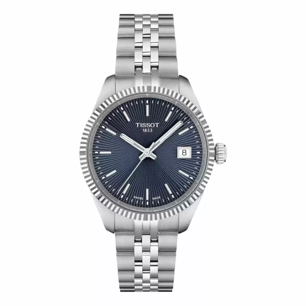 Reloj de mujer Tissot Ballade 34 mm T156.210.11.041.00 con esfera azul y malla de acero