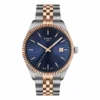 Vista frontal del Tissot Ballade 40 mm T156.410.22.041.00 con esfera azul y malla bicolor
