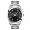 Vista frontal del Tissot Gentleman 40 mm T127.410.11.051.00 con esfera negra y malla de acero -UNITIME Argentina