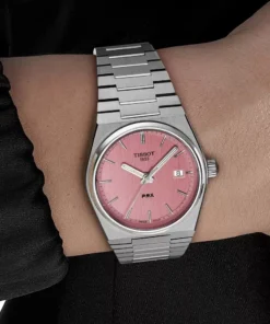 Reloj Tissot PRX 35 mm T137.210.11.331.00 con esfera rosa y malla de acero integrada, en Unitime Argentina