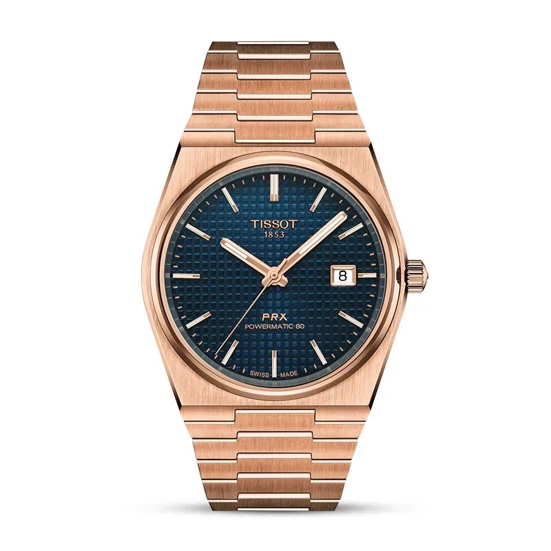 Tissot PRX Powermatic 80 T137.407.33.041.00 de frente sobre fondo blanco