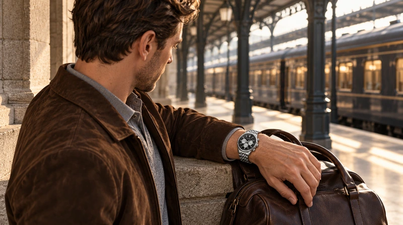 Escena generada con IA: persona usando el reloj Bulova 96A295