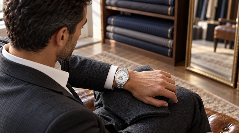Escena generada con IA: persona usando el reloj Bulova 96A345