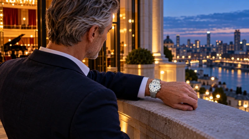 Escena generada con IA: persona usando el reloj Bulova 96B404