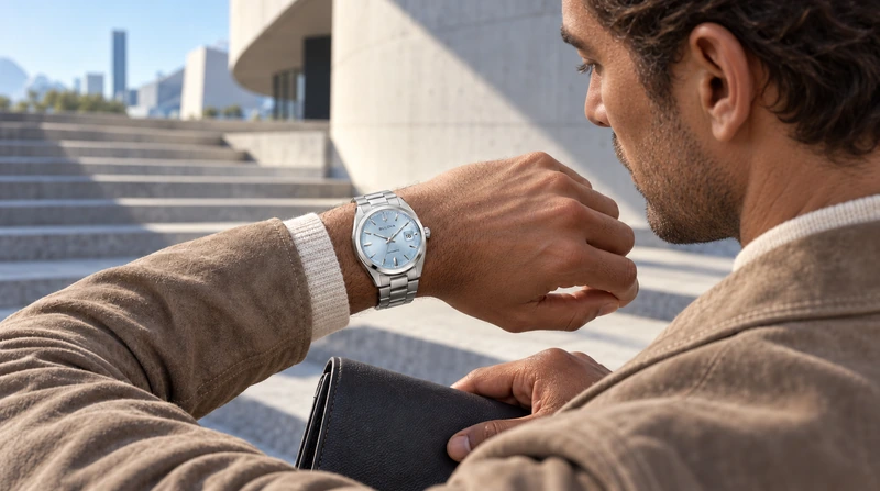 Escena generada con IA: persona usando el reloj Bulova 96B469
