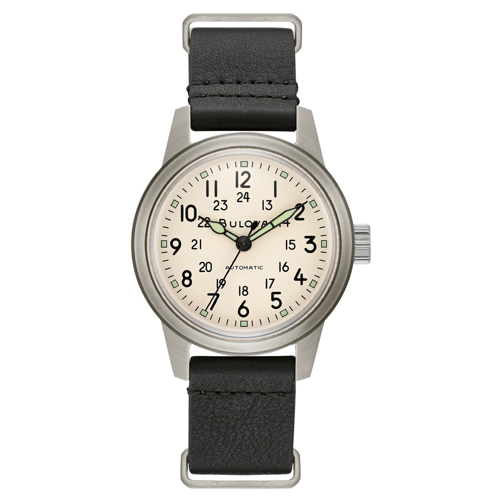 Reloj Hombre Bulova Hack Automático 96A246 Marfil y Cuero
