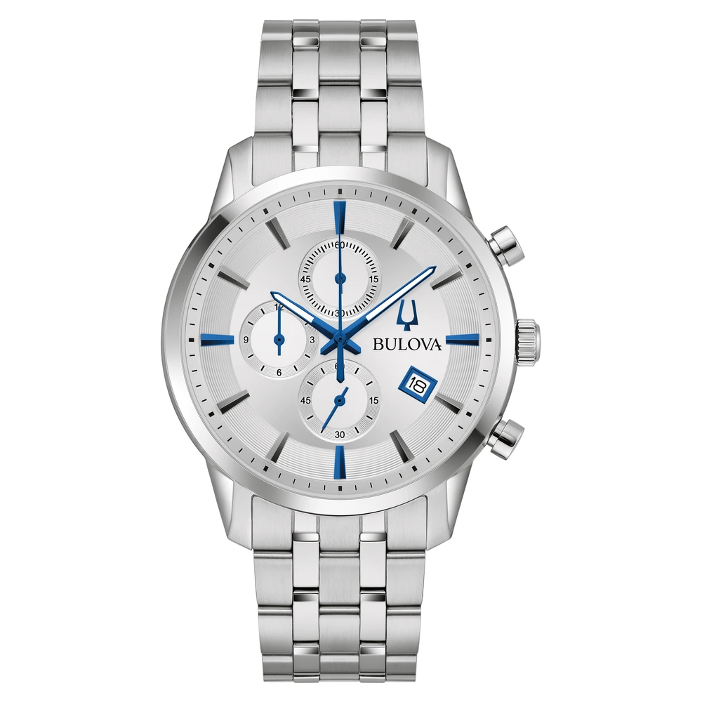 Reloj Hombre Bulova Sutton Chronograph 96B404 Plateado y Azul