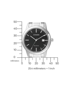 Citizen AW1231-58E de acero, vista en diagonal